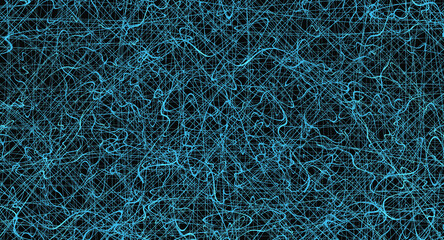 Blue chaotic lines background. Hand drawn lines. Tangled chaotic pattern. Vector illustration.