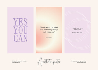 Social media story gradient aesthetic quotes template collection