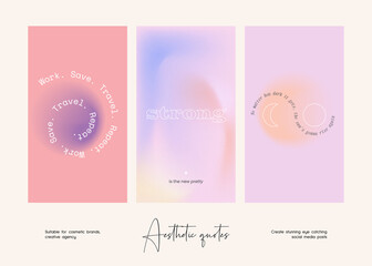 Social media story gradient aesthetic quotes template collection