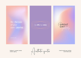 Social media story gradient aesthetic quotes template collection