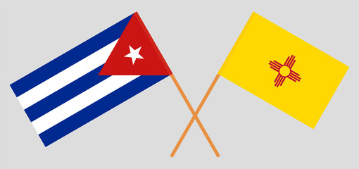 Crossed flags of Cuba and the State of New Mexico. Official colors. Correct proportion