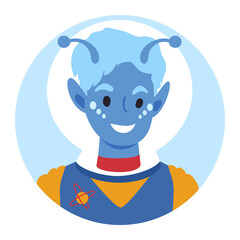 Girl in an alien costume. Flat style Illustration