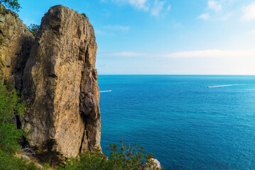 A steep cliff near the Golitsyn trail .Crimea, the New World.