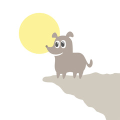 Funny dog and sun flat draw