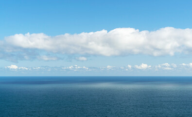 Beautiful snow-white clouds over the sea. The Black Sea coast of Crimea.Yalta.