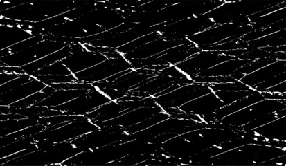 Monochrome texture composed of irregular graphic elements. Distressed uneven grunge background. Abstract vector illustration. Overlay for interesting effect and depth. Isolated on white background.