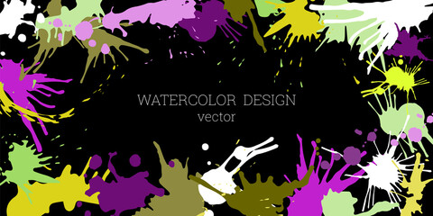 Splashes of paint. Blots. Creative bright watercolor background, banner, cover design. Art design in an abstract style.