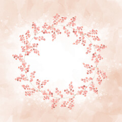 Vintage doodle berries round frame, great watercolor design for any purposes.