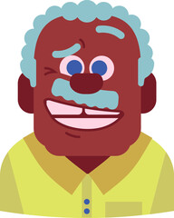 portrait icon of a happy old black man in vector.
