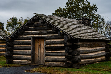 Revolutionary War Hut On An Autumn Day, Valley Forge National Historical Park, Pennsylvania, USA