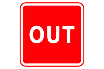 illustration of word out on red background