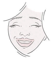 Design of laughing woman face draw