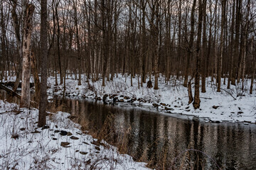 Obraz premium Sherman Creek in Winter, Perry County, :Pennsylvania, USA
