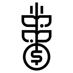 Growing dollar coin illustration icon