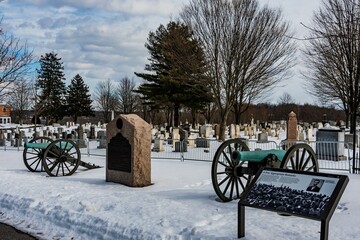 View of Evergreen Cemetery from Gettysburg National Cemetery, Pennsylvania, USA - obrazy, fototapety, plakaty
