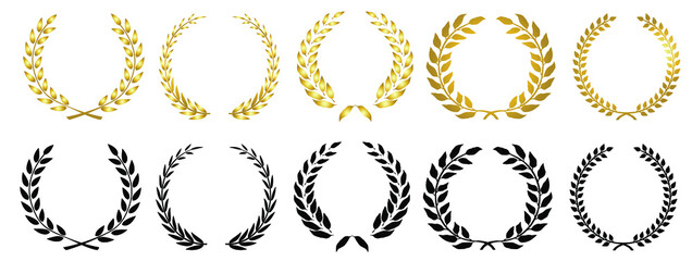 Laurel wreath gold collection vector png eps