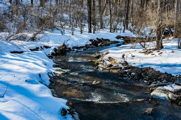 Fototapeta na wymiar A Cold Day Along Codorus Creek, Richard M Nixon County Park, York County, Pennsylvania, USA