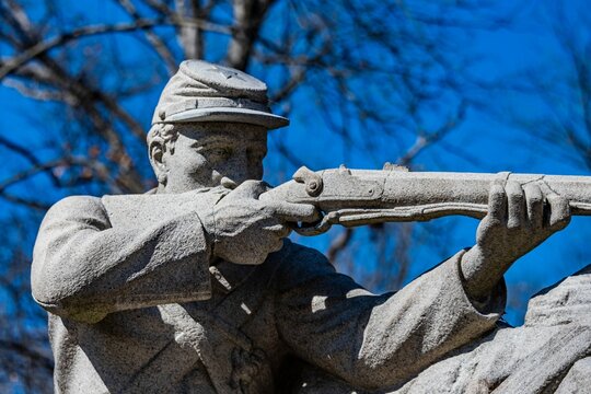 Closeup of 78th and 102nd NY Infantry Monument, Culps Hill, Gettysburg National Military Park, Pennsylvania, USA