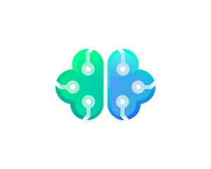 Brain logo design vector template. Colorful gradient tech, idea, science logotype concept icon.