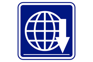 illustration of download to internet on blue background