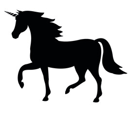 Vector flat unicorn silhouette isolated on white background
