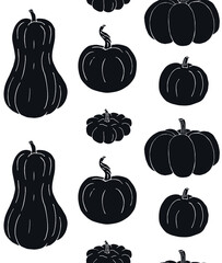 Vector seamless pattern of hand drawn doodle sketch black pumpkin isolated on white background