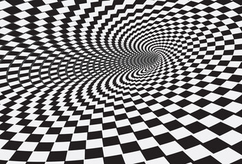 Tunnel or wormhole. 3D Digital wireframe tunnel