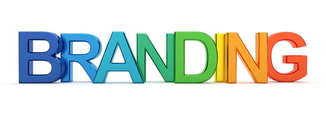 Colorful word branding 3d render.