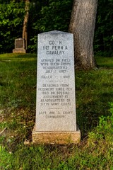 Monument to Company H, 1st PA Cavalry, Gettysburg National Military Park, Pennsylvania, USA - obrazy, fototapety, plakaty