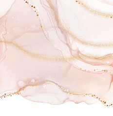 Pink gold watercolor texture design, golden marble ink wallpaper with rose delicate shapes , elegant luxury pattern