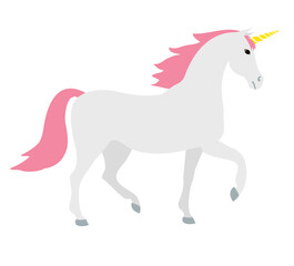 Vector flat cartoon unicorn isolated on white background