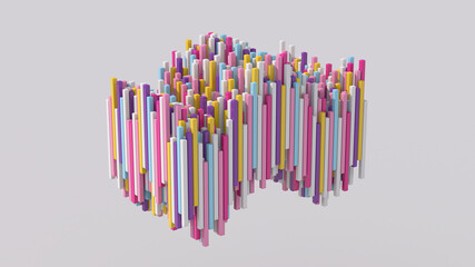 Colorful blocks waving. Abstract illustration, 3d render.