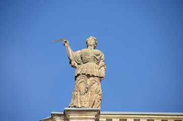 Ancient statues that guard the central square of Salamanca in Spain.