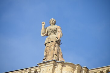 Fototapeta na wymiar Ancient statues that guard the central square of Salamanca in Spain.
