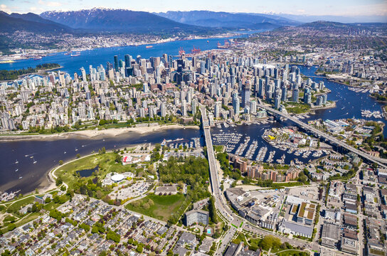 Aerial view of Vancouver, Canada during summer