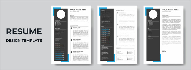 Clean Modern Resume and Cover Letter Layout Vector Template for Business Job Applications, Minimalist resume cv template, Resume design template, cv design, multipurpose resume design - obrazy, fototapety, plakaty
