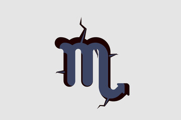 Cracked Zodiac Symbol Embossed Astrology Charachters