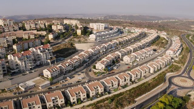 Judea and Samaria West Bank - Ariel settlement, Israel, 4k aerial drone view