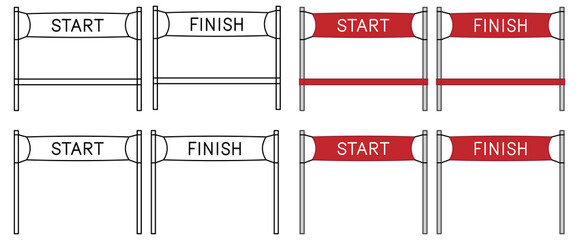 Start and Finish line Banner for Race - Clipart Set - obrazy, fototapety, plakaty