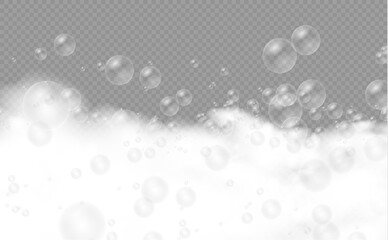 Set bath foam with shampoo bubbles, soap.