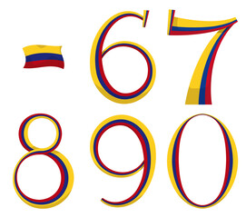 Numbers made with Colombian flag from 6 to 9 and 0, Vector illustration