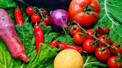 vegetables on a wooden background