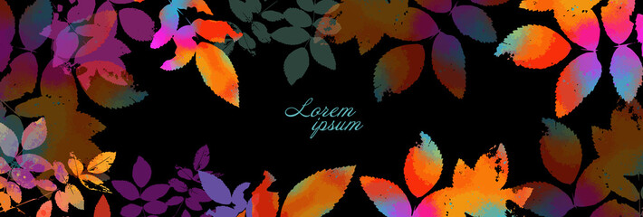 Fototapeta na wymiar Background horizontal frame with colorful twigs. Mixed media. Vector illustration