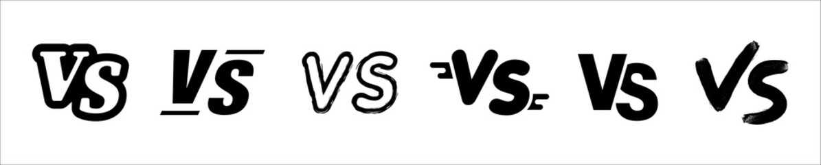 Set of VS versus letters icons set. Versus battle elements. VS letters symbols. Battle, confrontation, together, standoff, versus, match, game, final fighting. Vector illustration.