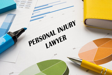 Business concept about PERSONAL INJURY LAWYER with sign on the piece of paper.