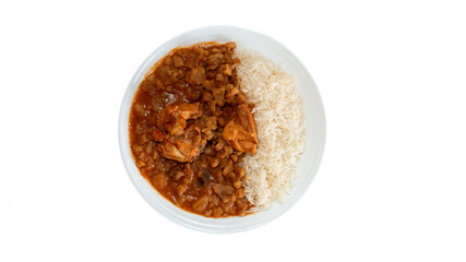 Carapulcra de Pollo, Peruvian food based on dried potatoes, pork or chicken, spices such as ají panca, onion, garlic, pepper, cumin.