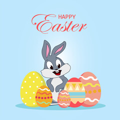 Flat design happy easter day big egg. Landing page template, Flat vector illustration