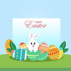 Flat design happy easter day big egg. Landing page template, Flat vector illustration