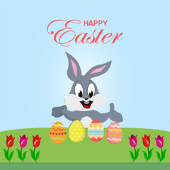 Flat design happy easter day big egg. Landing page template, Flat vector illustration