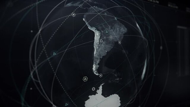 Future spying software is seeking information about the location of satellite networks. Future system collected information about network position. Finding information about rival networks. Future UI.